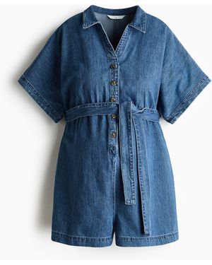 H&M MAMA Kurzer Denim-Jumpsuit - Blau