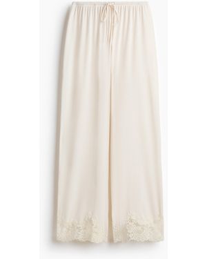 H&M Schlafhose aus Viskosegemisch mit Spitzenborte - Weiß