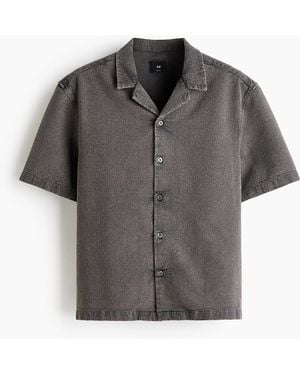 H&M Casual Overhemd Met Wafelstructuur - Grijs