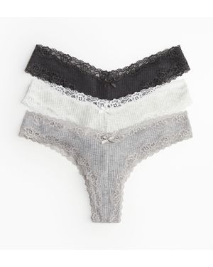 H&M 3er-Pack Brazil Slips aus Baumwolle - Grau