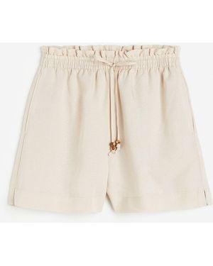 H&M Paperbag-Shorts aus Leinenmix - Natur