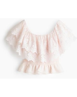 H&M Off-Shoulder-Top mit Volants - Orange