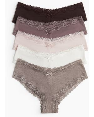 H&M 5er-Pack Hipster aus Baumwolle und Spitze - Natur