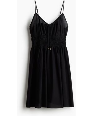 H&M Gesmoktes Trägerkleid - Schwarz