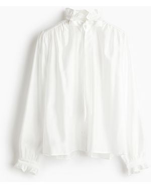 H&M Bluse mit Schleifenkragen - Weiß