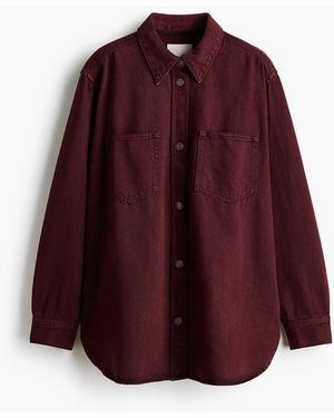 H&M Oversized Denim Overhemdblouse - Rood