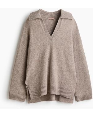 H&M Feinstrickpullover mit Kragen - Natur