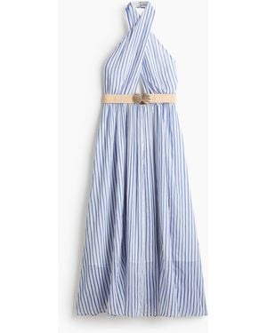 H&M Neckholder-Kleid mit Gürtel - Blau