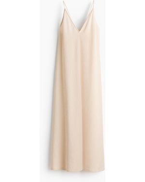 H&M Gecrinkeltes Kleid mit Bindeträgern - Weiß