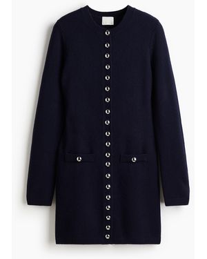 H&M Strickkleid mit Knopfleiste - Blau