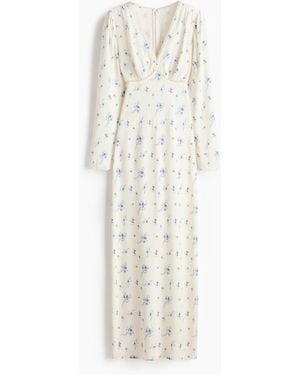 H&M Jurk Van Viscose Met Lange Mouwen - Wit