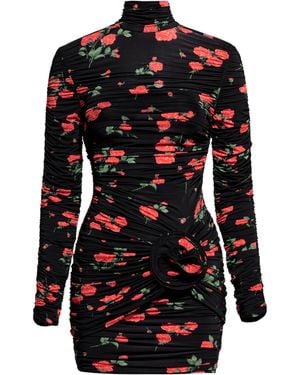 H&M Turtleneck-Kleid mit Rosenapplikation - Schwarz