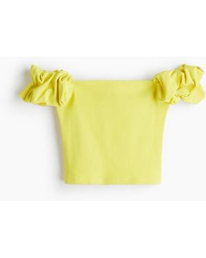 H&M Schulterfreies Shirt mit Puffärmeln - Gelb
