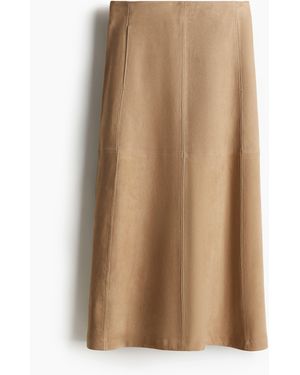H&M Velourslederrock in A-Linie - Braun