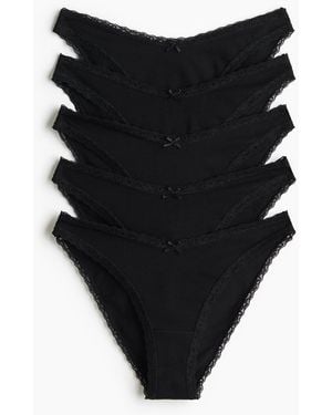 H&M 5er-Pack Baumwollslips mit Spitze - Schwarz