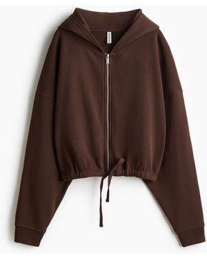H&M Drawstring zip-through hoodie - Braun