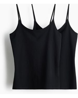 H&M 2er-Pack Trägertops aus Baumwolle - Schwarz