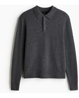 H&M Poloshirt aus Wolle in Regular Fit - Schwarz