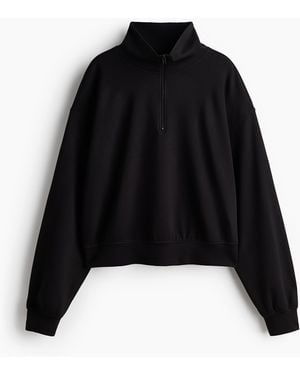 H&M Sweater Van Viscosemix Met Ritssluiting Boven - Zwart