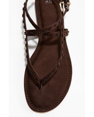 H&M Riemensandalen mit Perlendetails - Braun