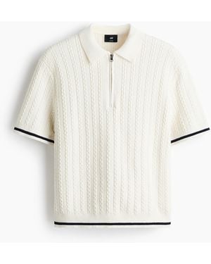 H&M Poloshirt aus Baumwolle in Relaxed Fit - Weiß
