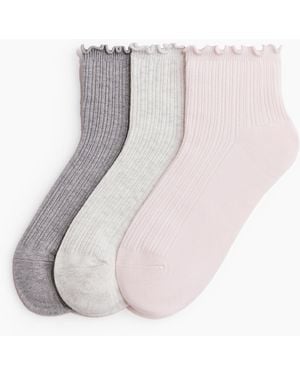 H&M 3er-Pack Gerippte Kurzsocken - Weiß