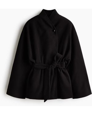 H&M Oversized Filzmantel - Schwarz