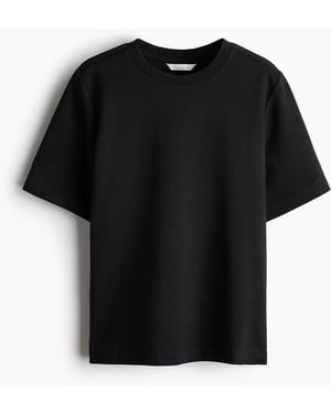 H&M T-shirt Van Katoenen Tricot - Zwart