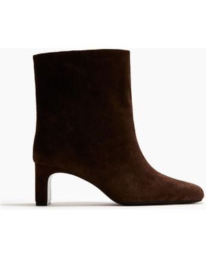 H&M Hohe Stiefeletten aus Velours-Spaltleder - Schwarz