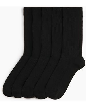 H&M 5er-Pack Gerippte Socken - Schwarz