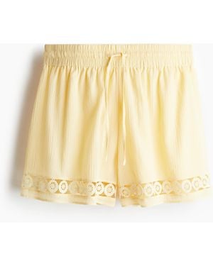 H&M Short Met Kanten Biezen - Naturel