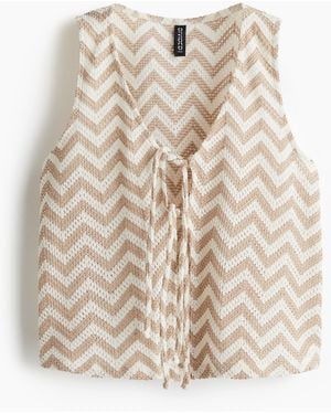 H&M Weste aus Jacquardstrick mit Bindebändern - Natur