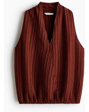 H&M Gecrinkeltes Top mit V-Ausschnitt - Rot
