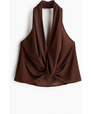 H&M Neckholder-Top mit Twistdetail - Braun
