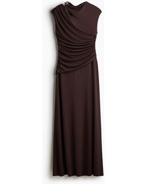 H&M Gedrapeerde Jurk Met Cutout - Bruin