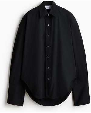 H&M Oversized Katoenen Overhemdblouse - Zwart