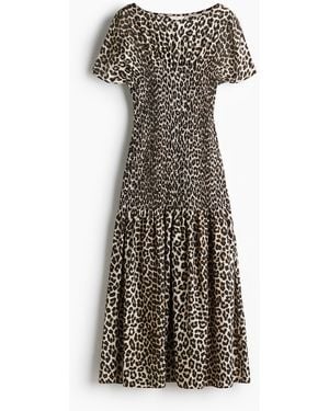 H&M Gesmoktes Kleid - Grau