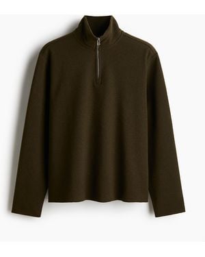 H&M Pullover mit Turtleneck und Zipper - Grün
