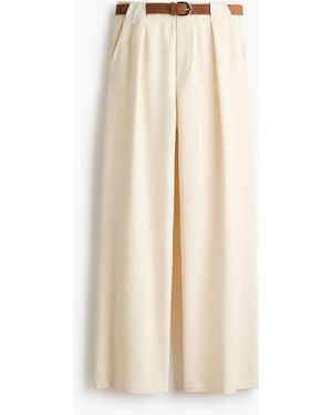 H&M Hose aus Ponte-di-Roma mit Gürtel - Natur