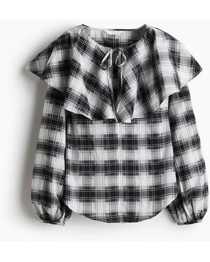 H&M Bluse mit Volantkragen - Grau