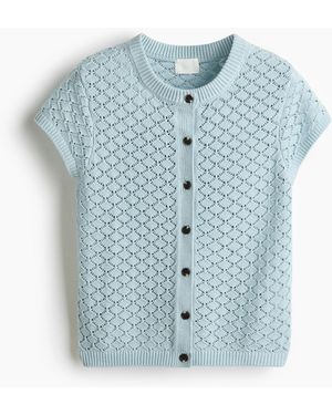 H&M Cardigan in Pointellestrick mit Kappenärmeln - Blau