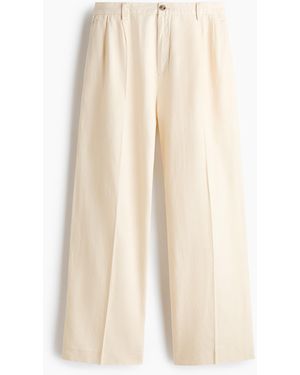H&M Hose aus Leinenmix in Loose Fit - Natur