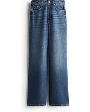 H&M Feather Soft Super Wide Ultra High Jeans - Blauw