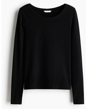 H&M Figurnahes Baumwollshirt - Schwarz