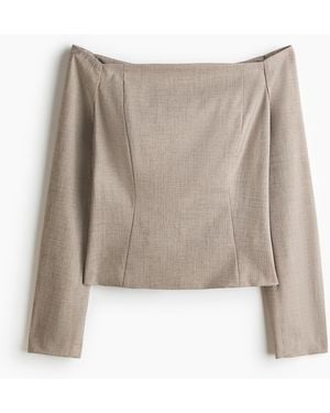 H&M Off-Shoulder-Shirt - Natur