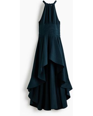 H&M High-low Jurk Met Koorddetail - Blauw