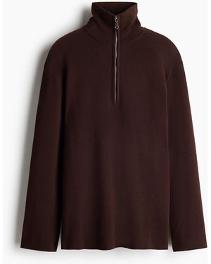 H&M Fijngebreide Ziptop-trui - Bruin