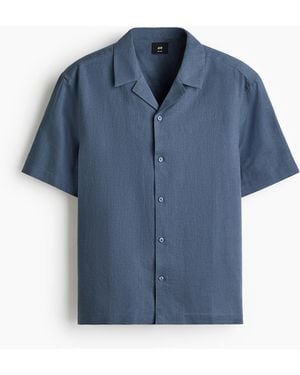 H&M Freizeithemd aus Leinengemisch in Relaxed Fit - Blau