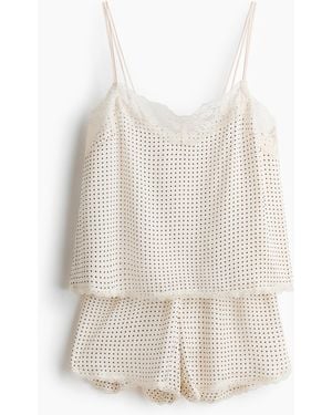 H&M Nachtwäsche aus Satin mit Spitze - Weiß