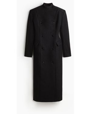 H&M Langer Mantel aus Wollmix - Schwarz